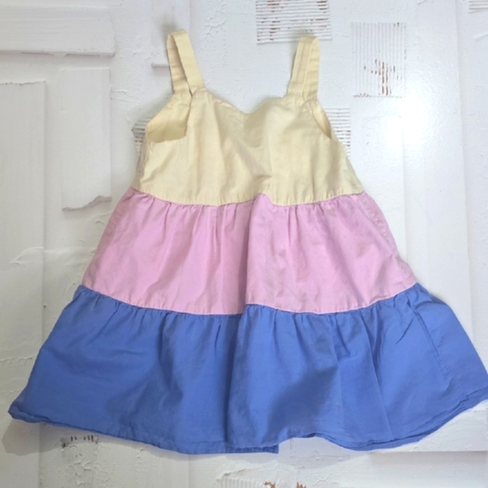 ZARA CREAM/PINK TIERED SUNDREDD WITH SQUARE NECK